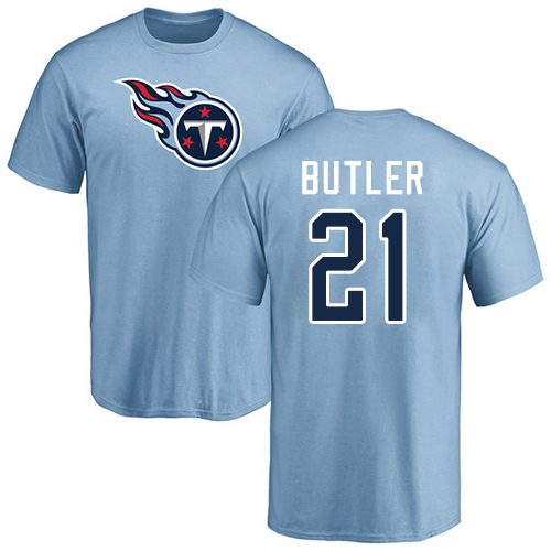Tennessee Titans Men Light Blue Malcolm Butler Name and Number Logo NFL Football #21 T Shirt->women nfl jersey->Women Jersey